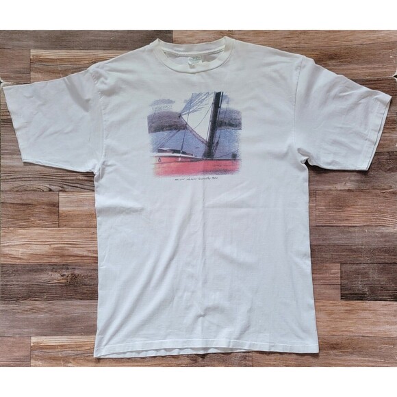 G.H. Bass & Co. Other - Vtg GH Bass&Co Graphic T-Shirt White Sz L Made In USA Short Sleeve Single Stitch